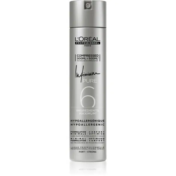 L’Oréal Professionnel Infinium Pure hypoalergenní lak na vlasy silné zpevnění bez parfemace 300 ml