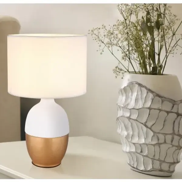 Stolní lampa Valentino, bílá/zlatá