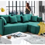 Rohová sedací souprava Magic, tmavě zelená látka
