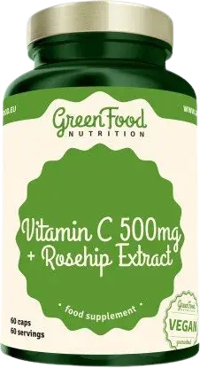 GREENFOOD NUTRITION Vitamin C 500mg + Rosehip extract 60 kapslí