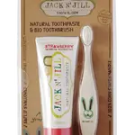 JACK N' JILL Přírodní zubní pasta Jahoda  +BIO detský zubní kartáček Zajíček 1ks 50 g