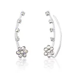 JwL Luxury Pearls Květinové podélné náušnice s krystaly JL0722