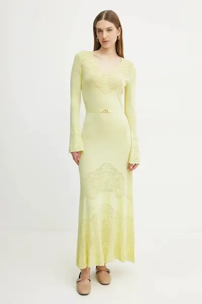 Šaty Twinset žlutá barva, maxi, 251TP3240