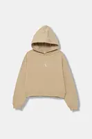 Mikina Calvin Klein Jeans béžová barva, s kapucí, IG0IG02755