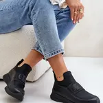 Sportovní Boty Na Platformě Kožené Černé Artiker