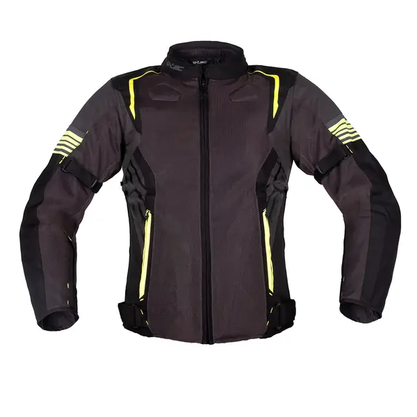 Letní moto bunda W-TEC Pelyes šedá-fluo XL rozšířená