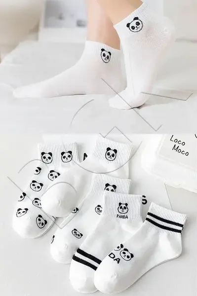 46560 Dewberry 5 Pairs of Unisex Patterned Socks 36-42-BLACK-WHITE