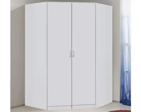 Rohová šatní skříň Case, bílá
