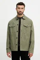 Bavlněná košilová bunda Tommy Hilfiger zelená barva, přechodná, MW0MW39634