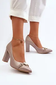 Lodičky s perlami a podpatkem ze kůže Zazoo