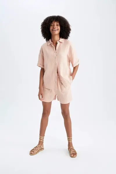 DEFACTO Regular Fit Mušelínové Šortky s Normálním Pasem