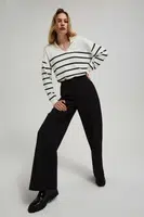 Marisse Wide Leg, Mid-Rise, Crease-Seamed Trousers In Black