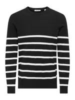 Only & Sons Sveter 'ONSALEX'  čierna / biela