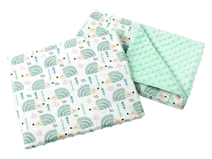 Medi Partners Quilt 55x75 + pillow 35x30 cotton + minky – Mint hedgehogs + minty minky