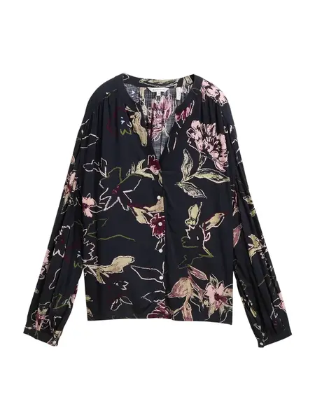 TOM TAILOR Blúzka  béžová / zelená / baklažánová / čierna