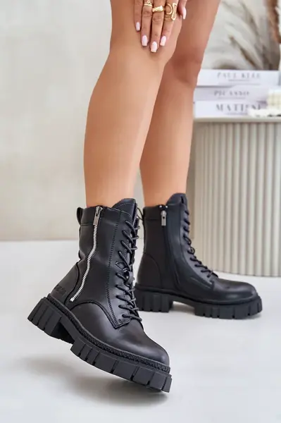 Zateplené Dámské Workery Boty z Eko Kůže Big Star Černé