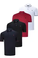 QUADRUPLE SET T8586 DEWBERRY MEN'S T-SHIRT-BLACK-WHITE-NAVY-BURGUNDY