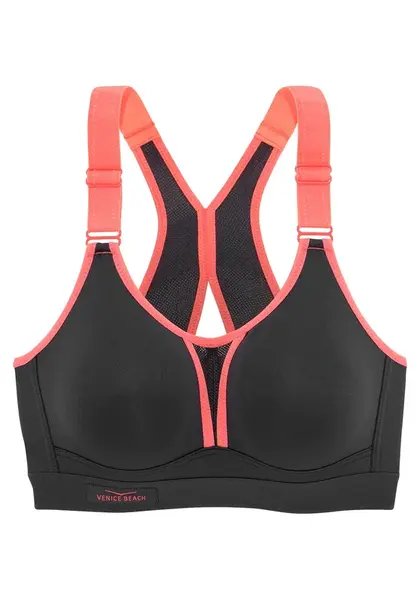 VENICE BEACH Športová podprsenka  antracitová / ružová