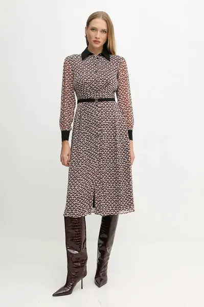 Šaty Liu Jo vínová barva, midi, MF5066 TS116