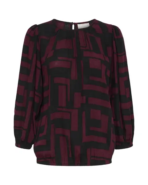 Kaffe Blúzka 'KALorina'  vínovo červená / čierna