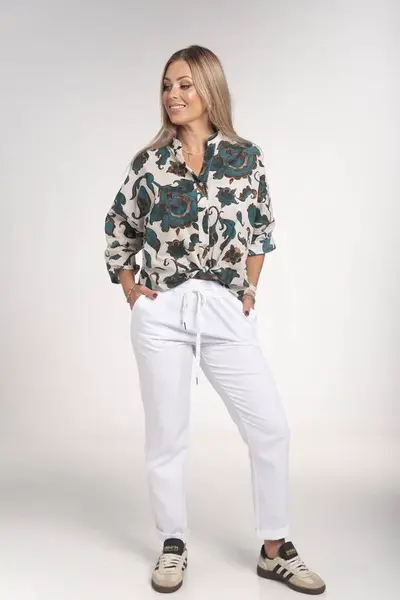 Floral print teal shirt