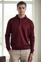 28296 Dewberry Polo Neck Mens Knit Sweater-BURGUNDY