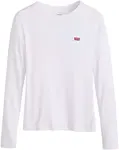 LEVI'S ® Tričko 'Essential Housemark Long Sleeve Tee'  karmínovo červená / biela