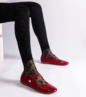 Gemre Red ballerinas with patent toe fastened with Velcro Jaures