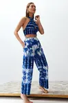 Trendyol Abstract Patterned Weaving 100% Cotton Blouse Trousers Beach Set