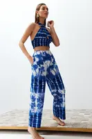 Trendyol Abstract Patterned Weaving 100% Cotton Blouse Trousers Beach Set