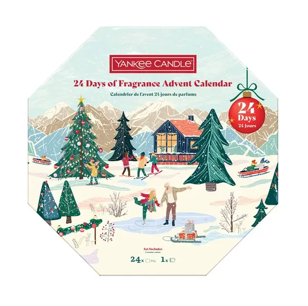 Yankee Candle Čajové svíčky Adventní věnec dárková sada 24 ks + svícen