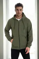 94090 Dewberry Kangaroo Pocket Hooded Zipper Mens Sweatshirt-Khaki