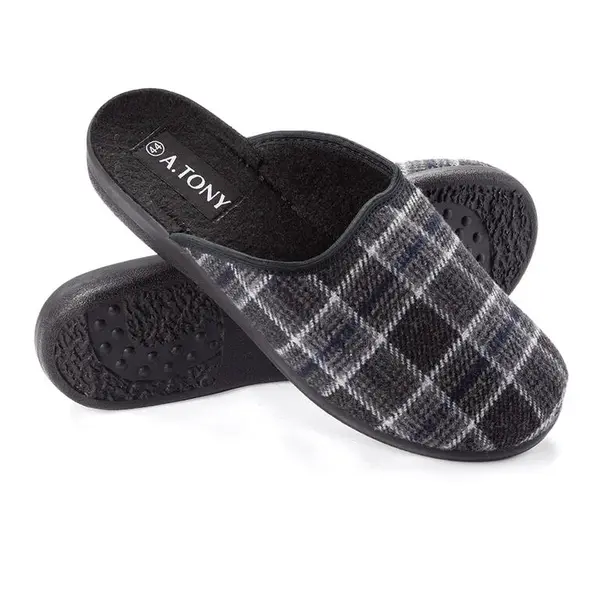 Pánské domácí ortopedické pantofle káro šedá vel. 43