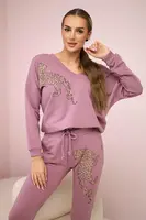 Set se zirkonovým panterem tmavě růžové barvy