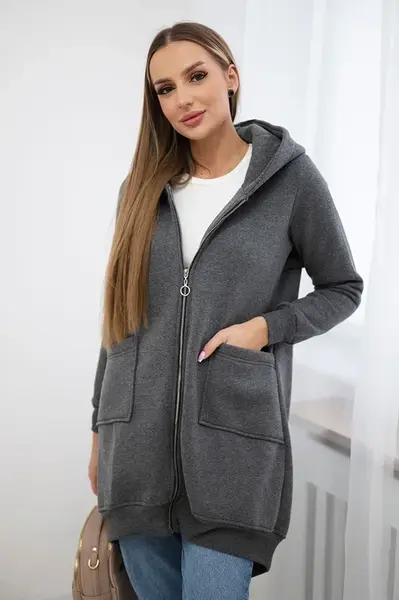 Zateplená mikina se zipem vzadu grafitová