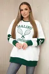 Malibu zateplená mikina ecru + tmavě zelená