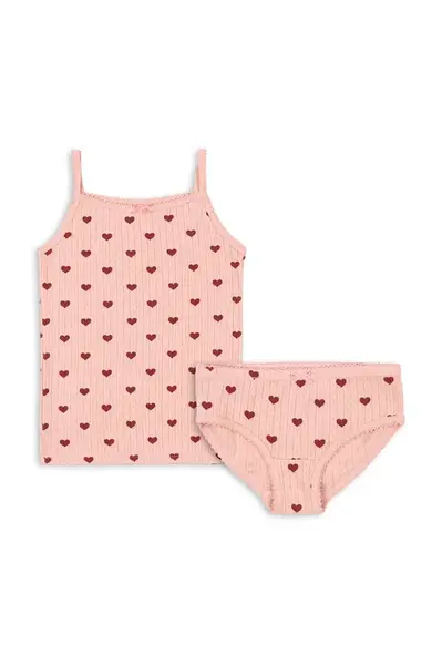 Dětská bavlněná souprava Konges Sløjd MINNIE UNDERWEAR GOTS růžová barva, KS3021