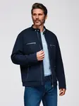 Ombre Men's biker jacket with collar and pockets - navy blue