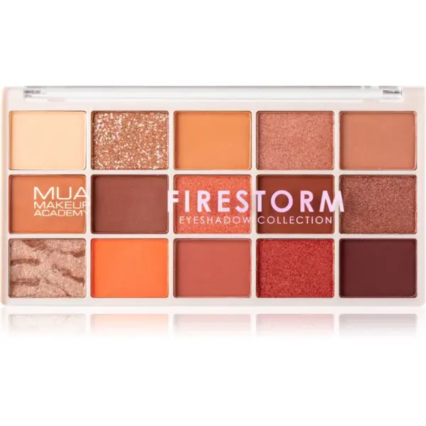 MUA Makeup Academy Eyeshadow Collection 15 Shade Palette paletka očných tieňov odtieň Firestorm 12 g