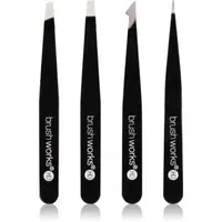 Brushworks The Complete sada pinziet na obočie Black 4 ks