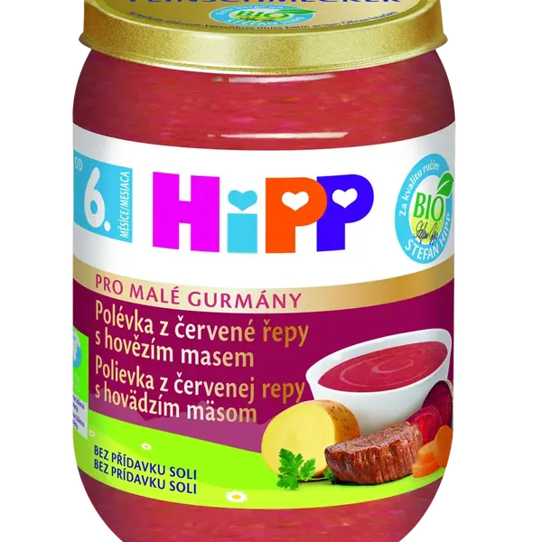 HIPP Organická polievka z červenej repy s hovädzím mäsom 6m+ 190 g