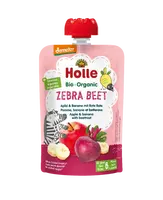 HOLLE Zebra Bee Bio ovocné pyré jablko, banán a červená repa vslovenčine znie: Zebra Bee Bio ovocné pyré jablko, banán a červe 100 g