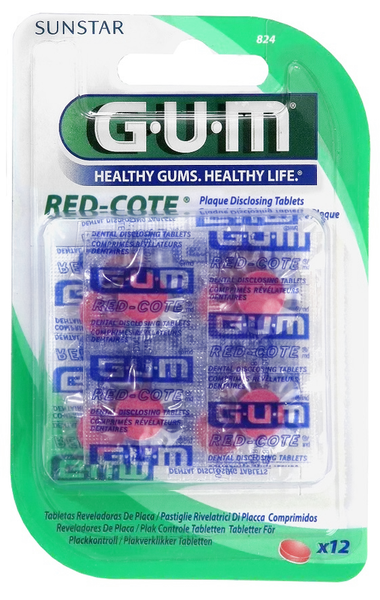 GUM Red Cote Tablety pre indikáciu zubného plaku 12 ks