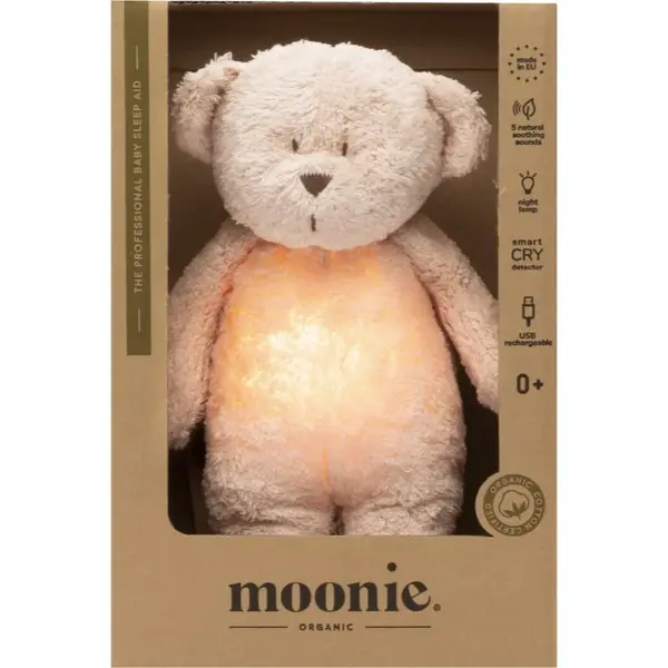 Moonie Bear 2.0 Organic Rose uspávačik s melódiou 1 ks