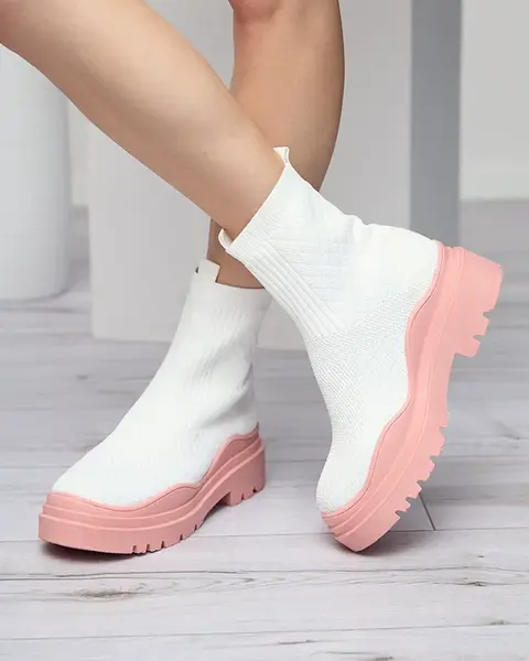 Resti White and pink women's flat-heeled boots Seritis - Footwear