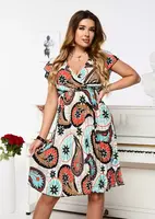 Resti Women's white and black knee-length dress with print- Clothing