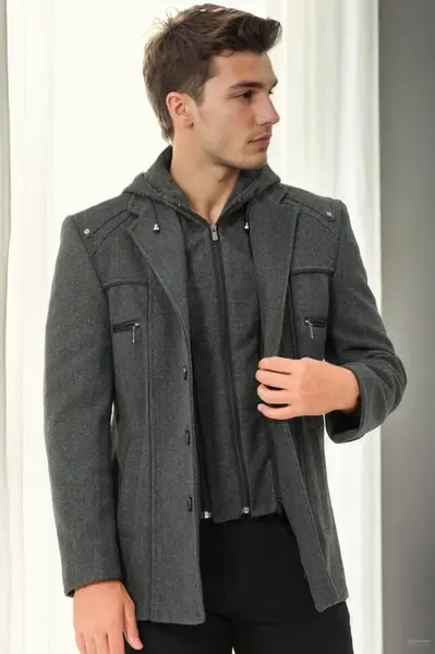 K9532 DEWBERRY MEN'S COAT-PLAIN ANTHRACITE