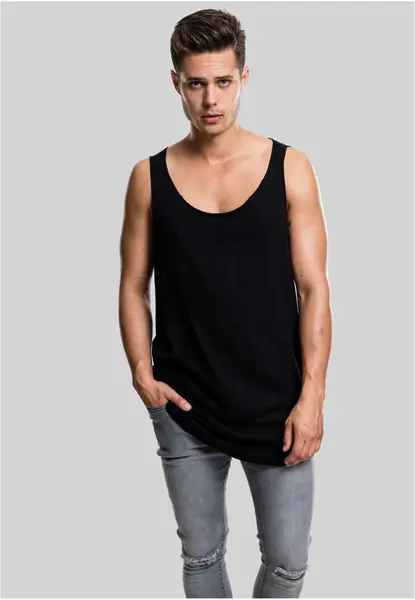 Loose Tank with long shape and open edge black