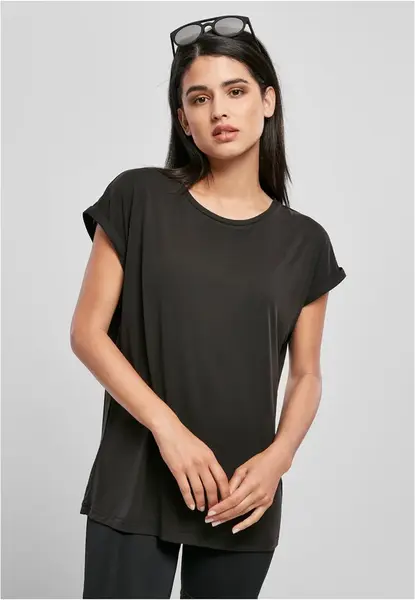 Women's modal T-shirt with extended shoulder black