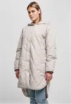 Women's Oversized Diamond Quilted Hooded Coat in Warm Grey